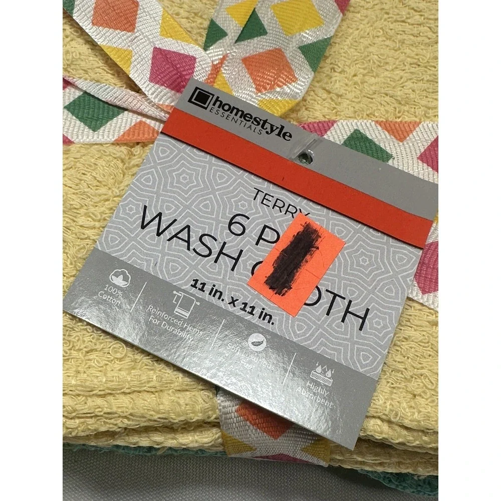home style essentials 6 PACK WASH CLOTH 11X11 inch 100% cotton